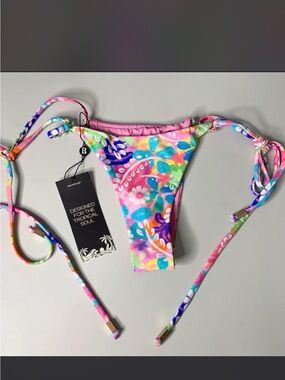 Blackbough Multicolor Floral Tie-Side Bikini Bottom - Pink, Blue, Green, Purple